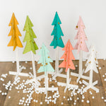 Splatter painted colorful Christmas trees