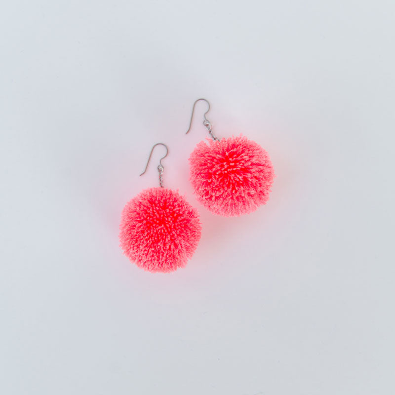 Yarn pom earrings