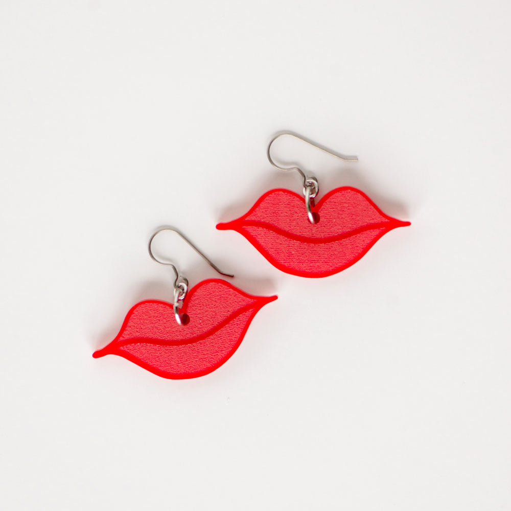 Valentines day lips kiss earrings